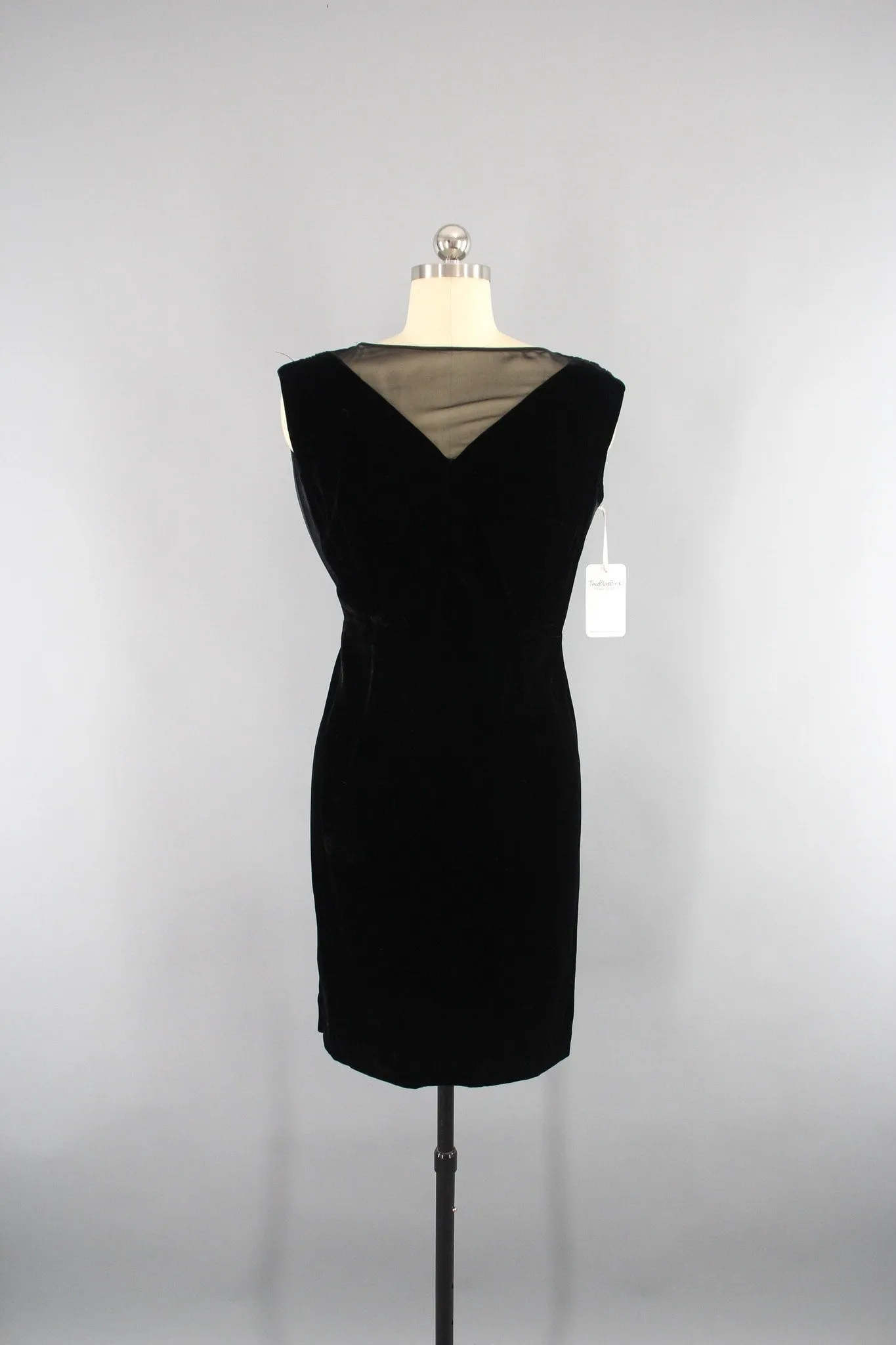 1960s Vintage Black Velvet Party Dress