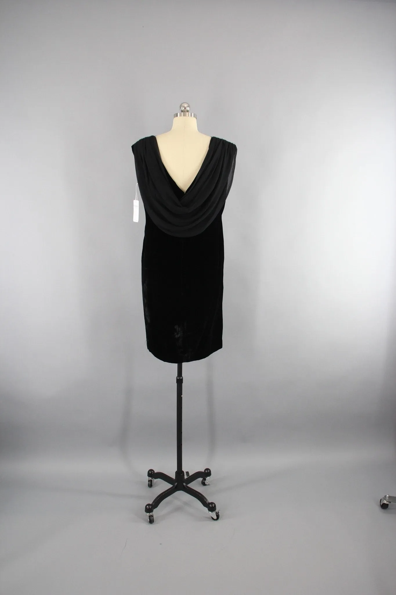 1960s Vintage Black Velvet Party Dress