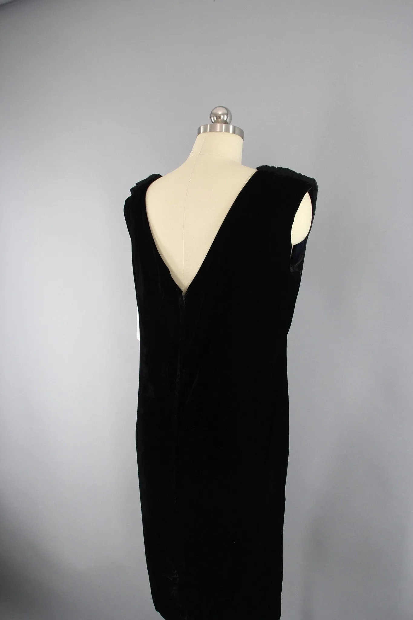 1960s Vintage Black Velvet Party Dress