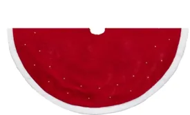 50" LED Red Tree Skirt With White Fur