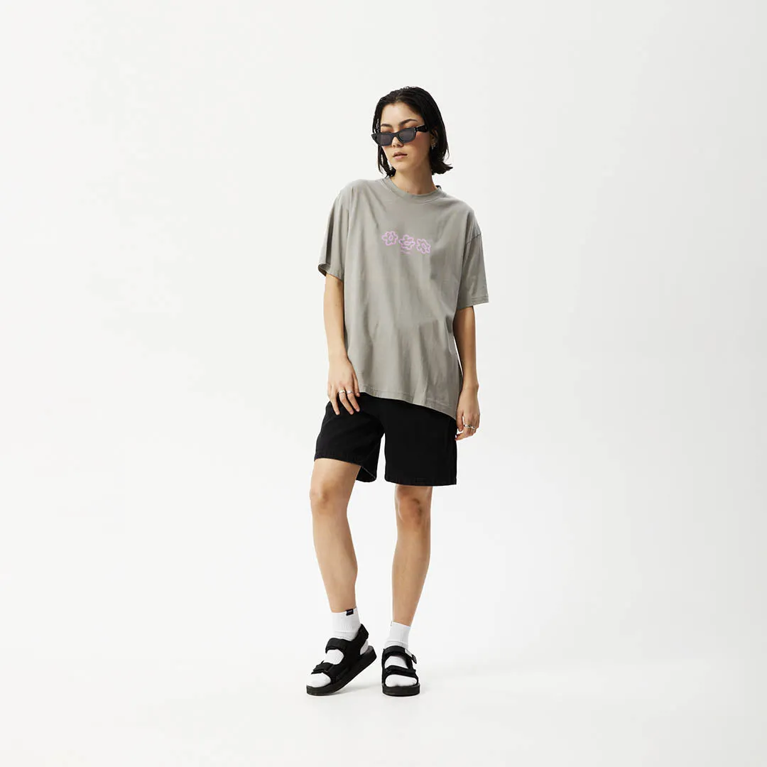 AFENDS Womens Lily Slay - Oversized Graphic T-Shirt - Olive