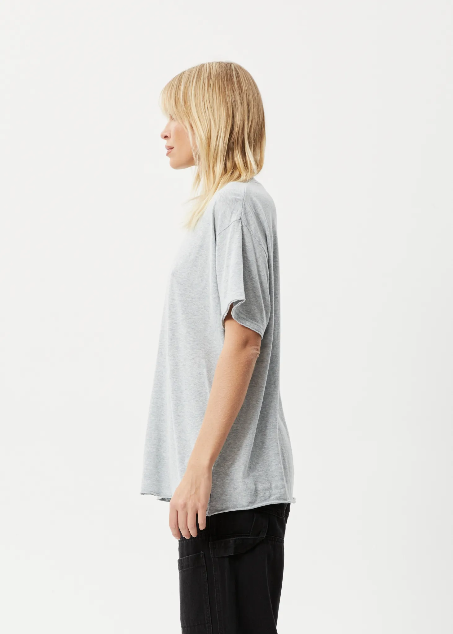 AFENDS Womens Slay - Oversized Tee - Shadow Grey Marle