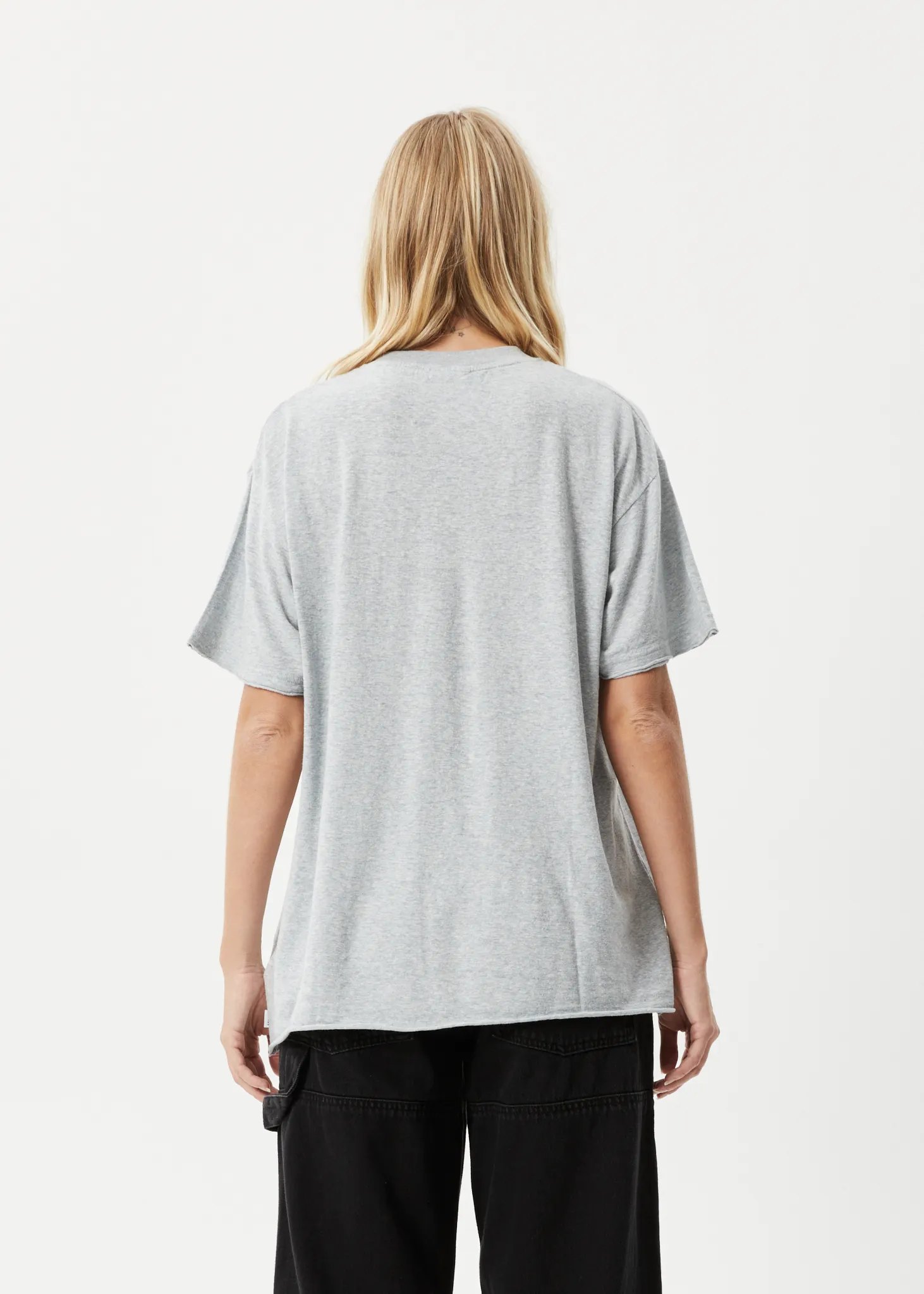 AFENDS Womens Slay - Oversized Tee - Shadow Grey Marle