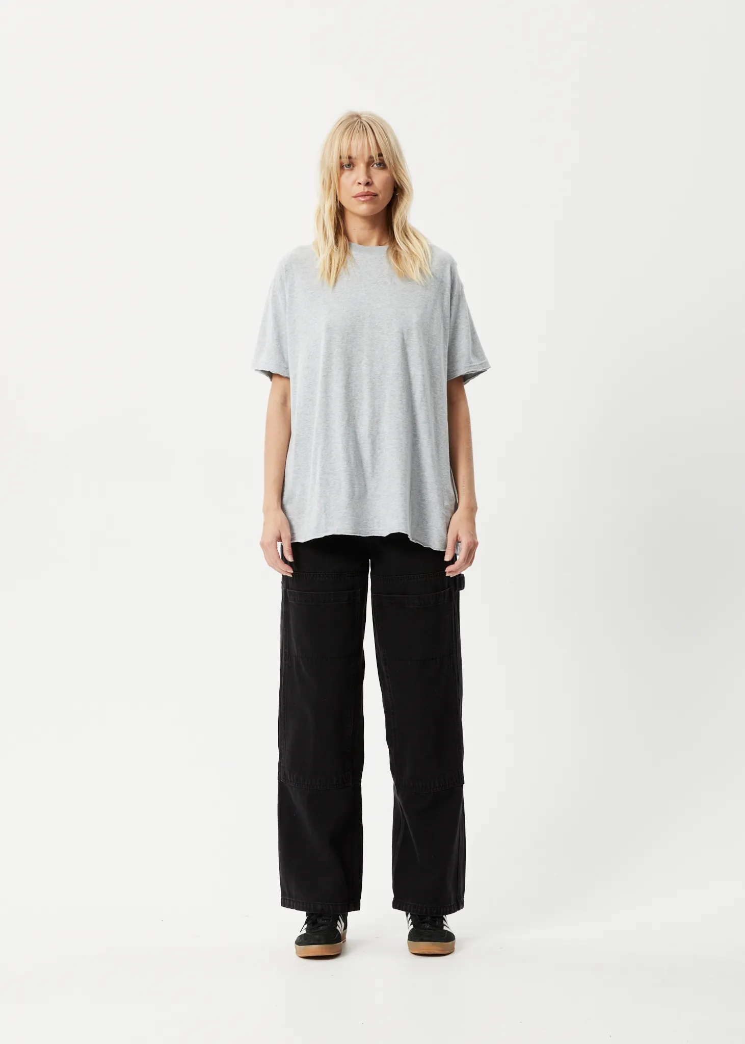 AFENDS Womens Slay - Oversized Tee - Shadow Grey Marle