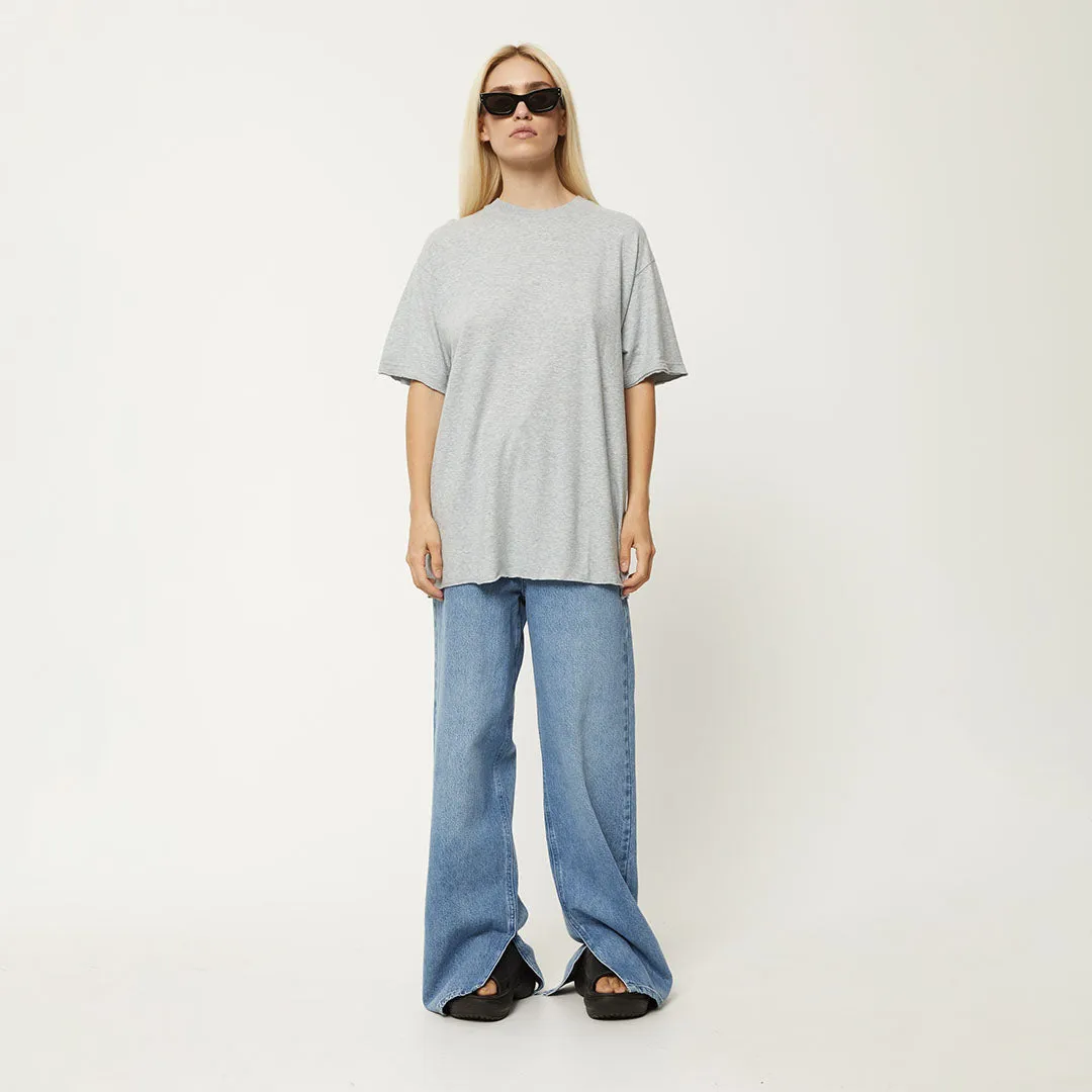 AFENDS Womens Slay - Oversized Tee - Shadow Grey Marle