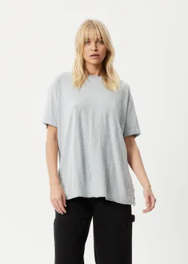 AFENDS Womens Slay - Oversized Tee - Shadow Grey Marle