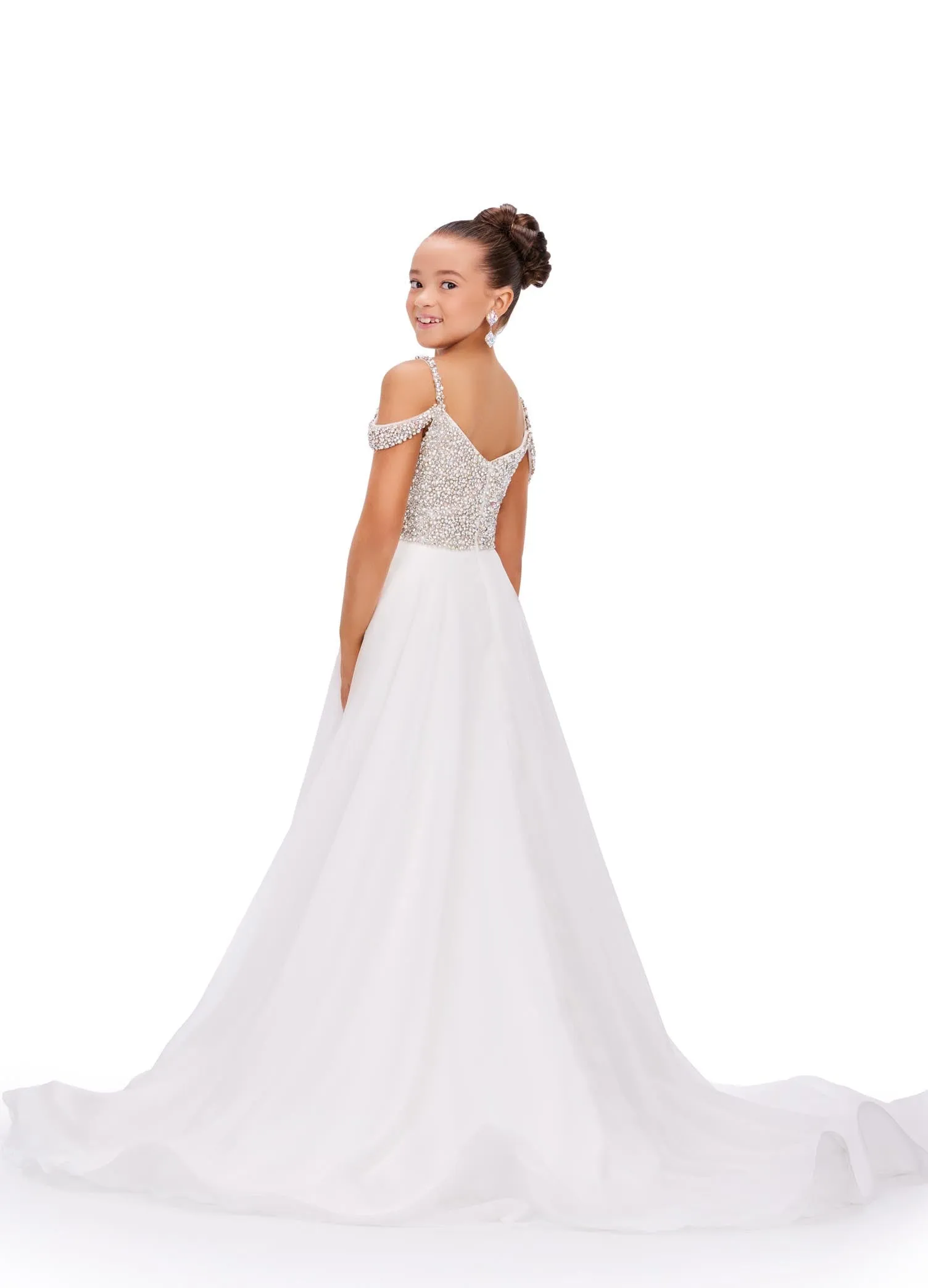 Ashley Lauren Kids 8220 Beaded Bustier A-Line Off The Shoulder Sweetheart Neckline Chiffon Gown