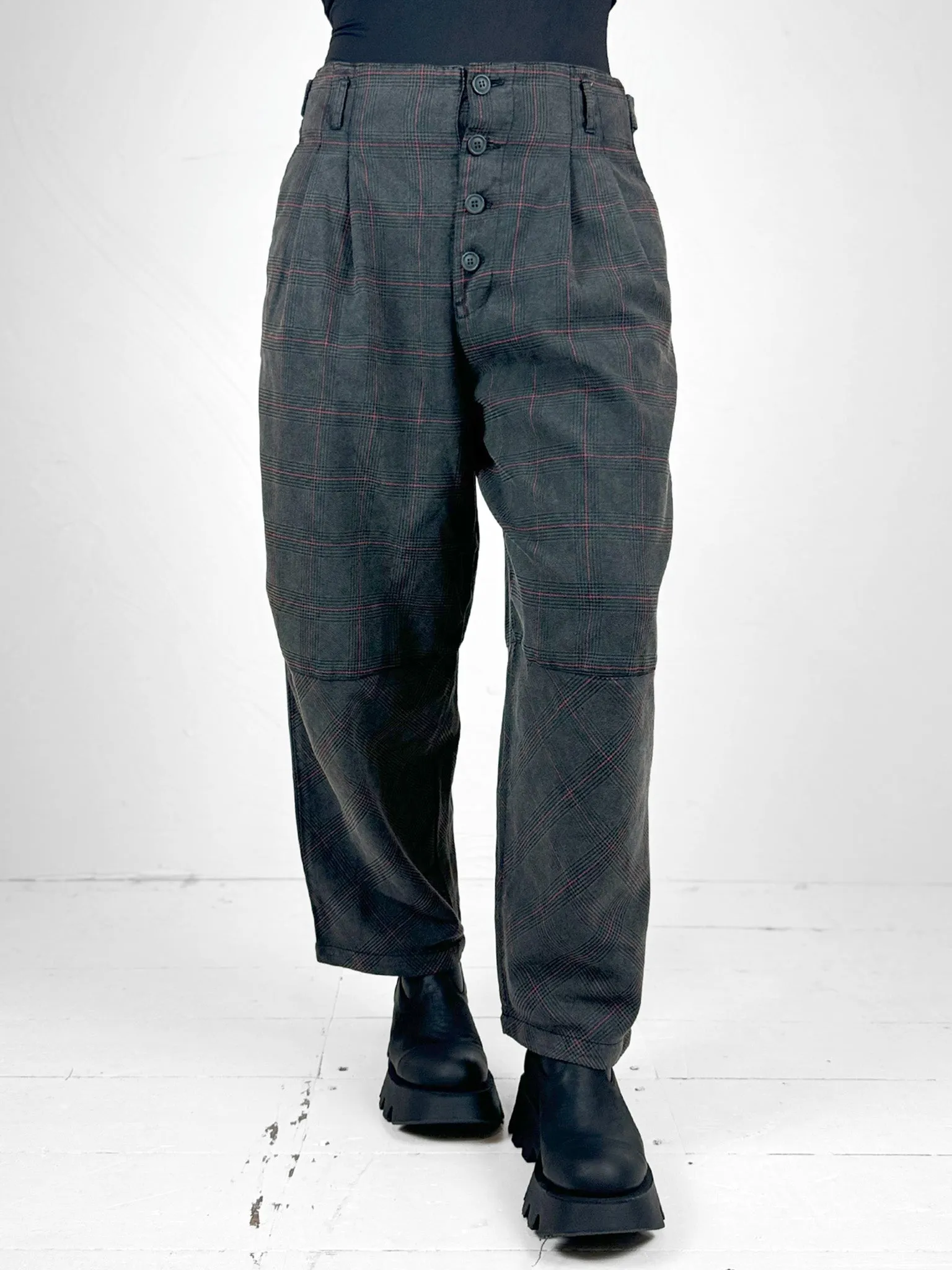 Baci High Waisted Cropped Plaid Trousers