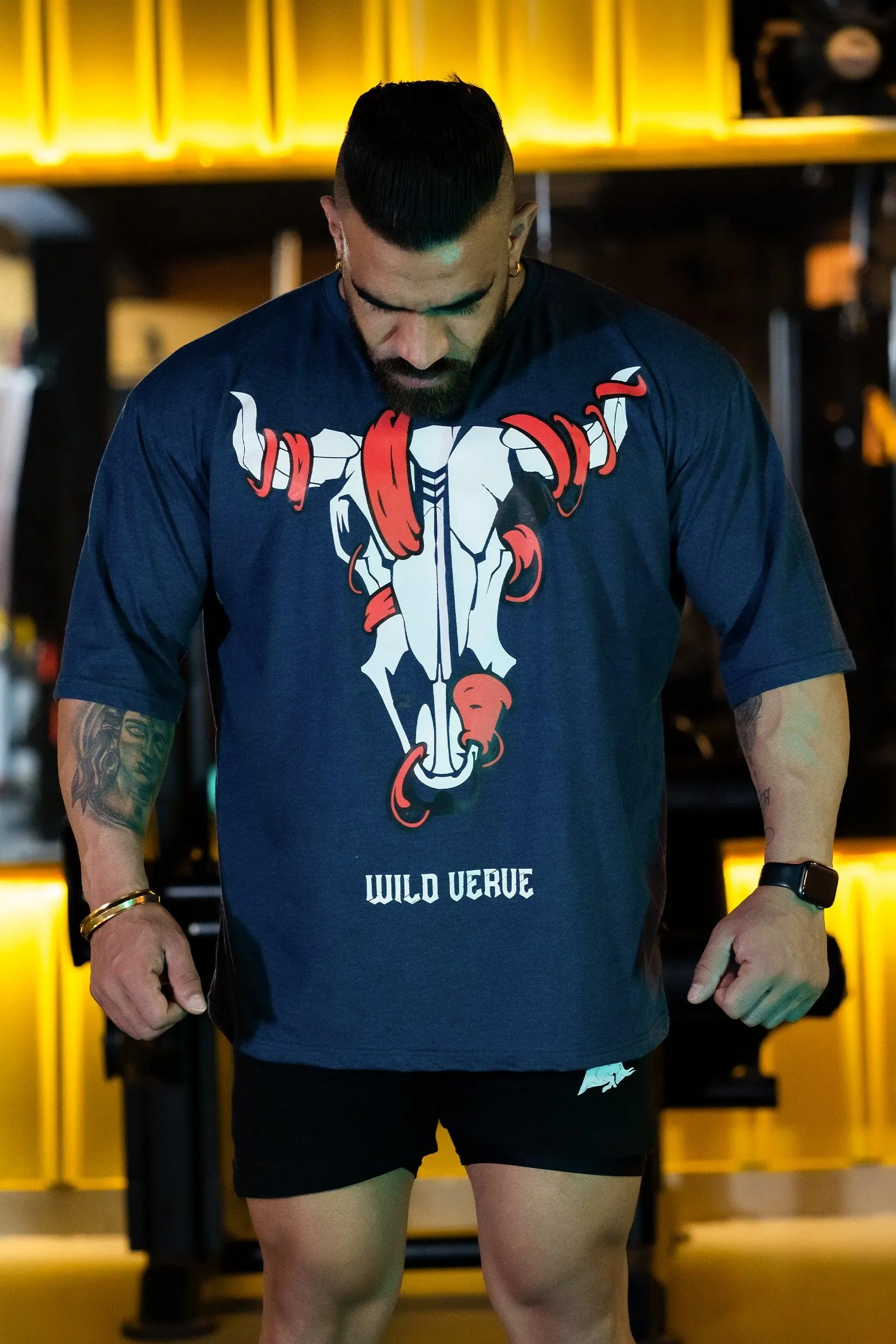 BIG BULL WARRIOR "PREMIUM" OVERSIZED T-SHIRT (BERLINE BLUE)