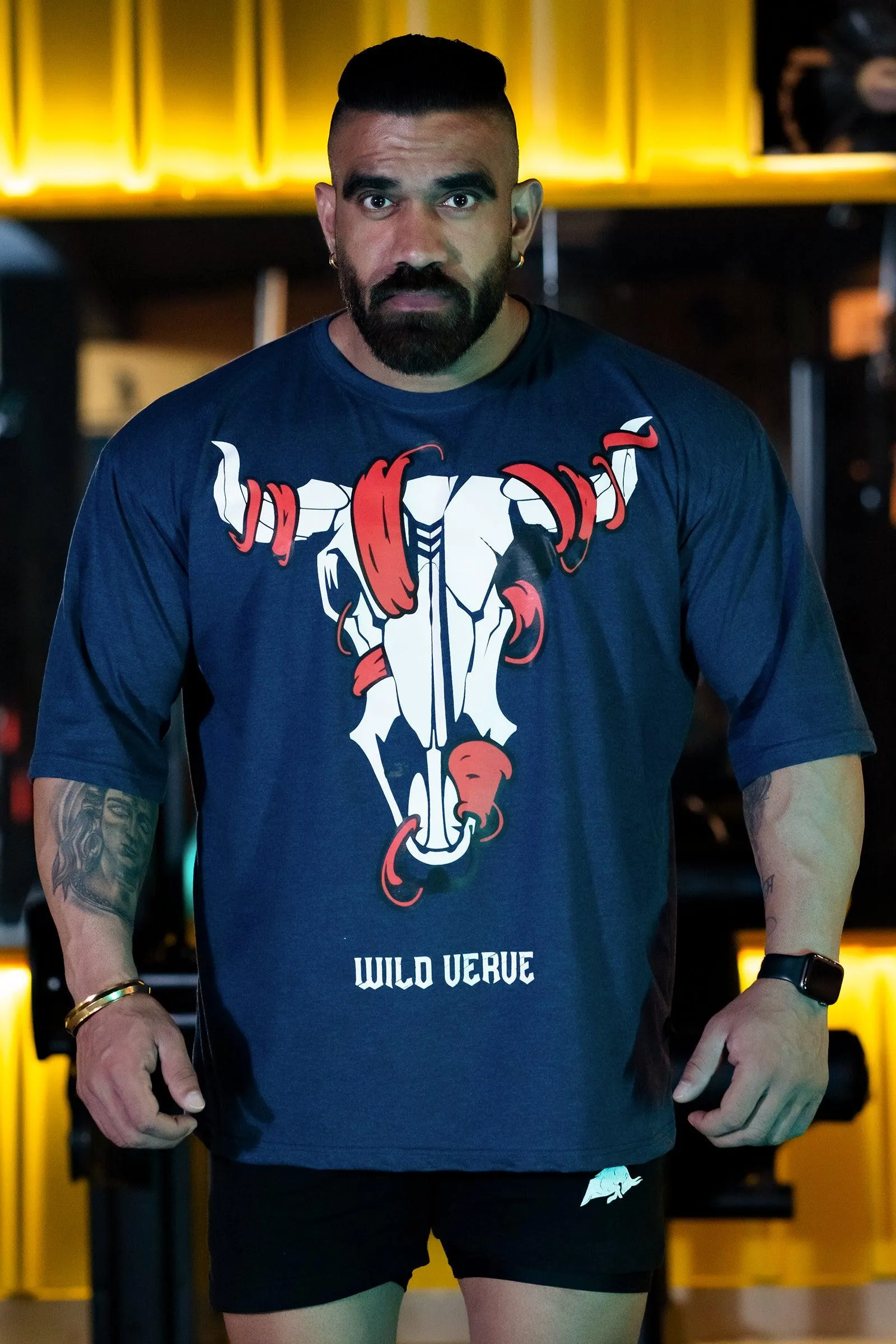 BIG BULL WARRIOR "PREMIUM" OVERSIZED T-SHIRT (BERLINE BLUE)