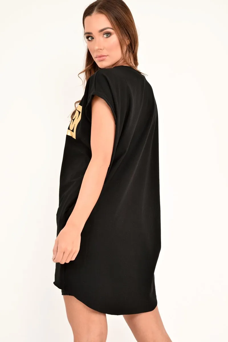 Black Gold Vogue Slogan Oversized T-shirt - Breah