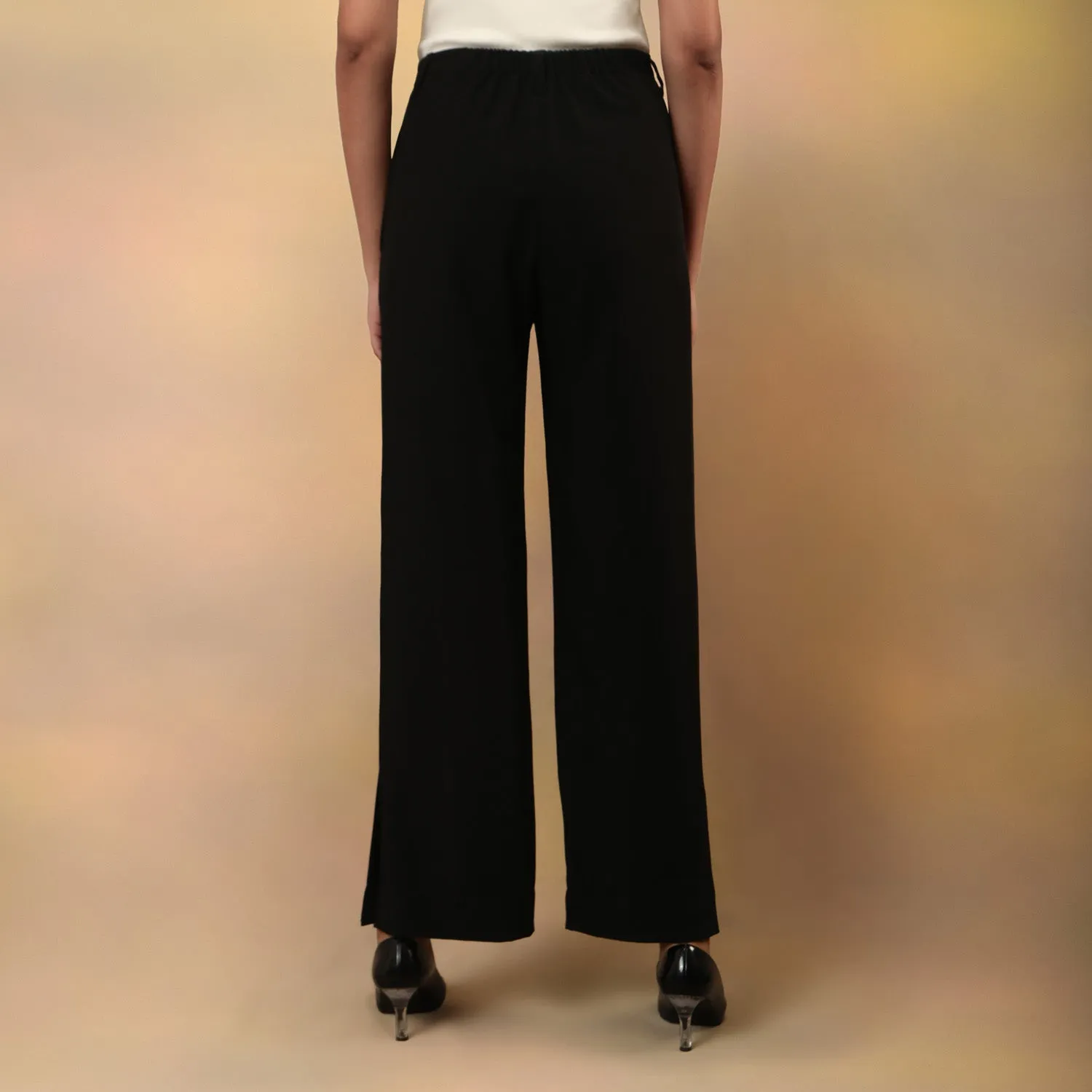 Black High Waisted Narrow Trousers