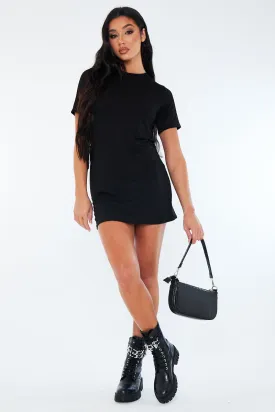 Black Oversized Jersey T-Shirt Dress - Carly