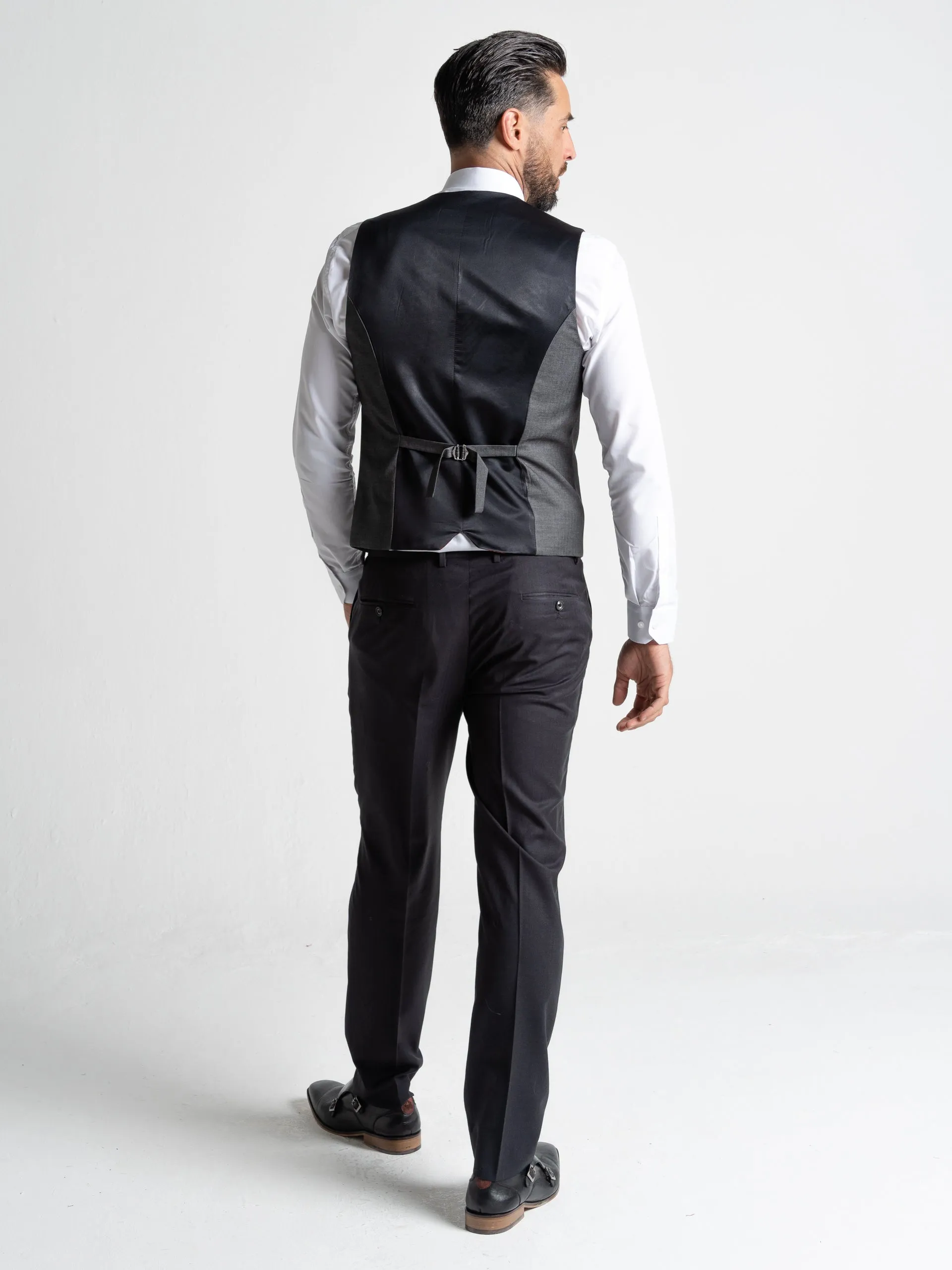 CHARLIE BLACK BLAZER WITH GREY WAISTCOAT