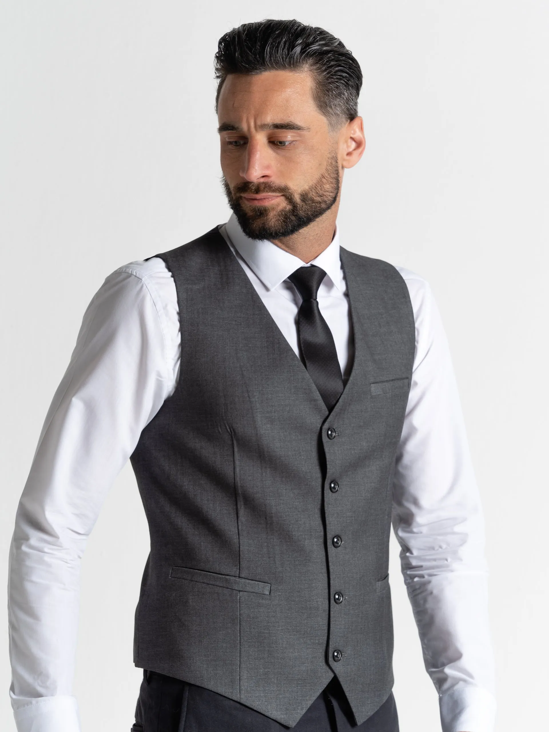 CHARLIE BLACK BLAZER WITH GREY WAISTCOAT