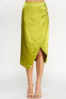 Citron Asymmetrical Hem Midi Skirt