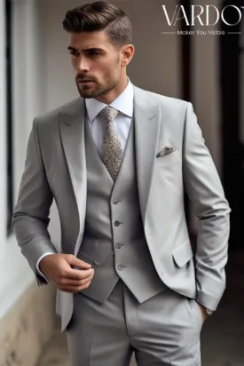 Classic Men's Light Grey Three-Piece Suit