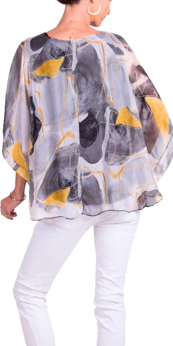 Coletta Abstract Silk Top