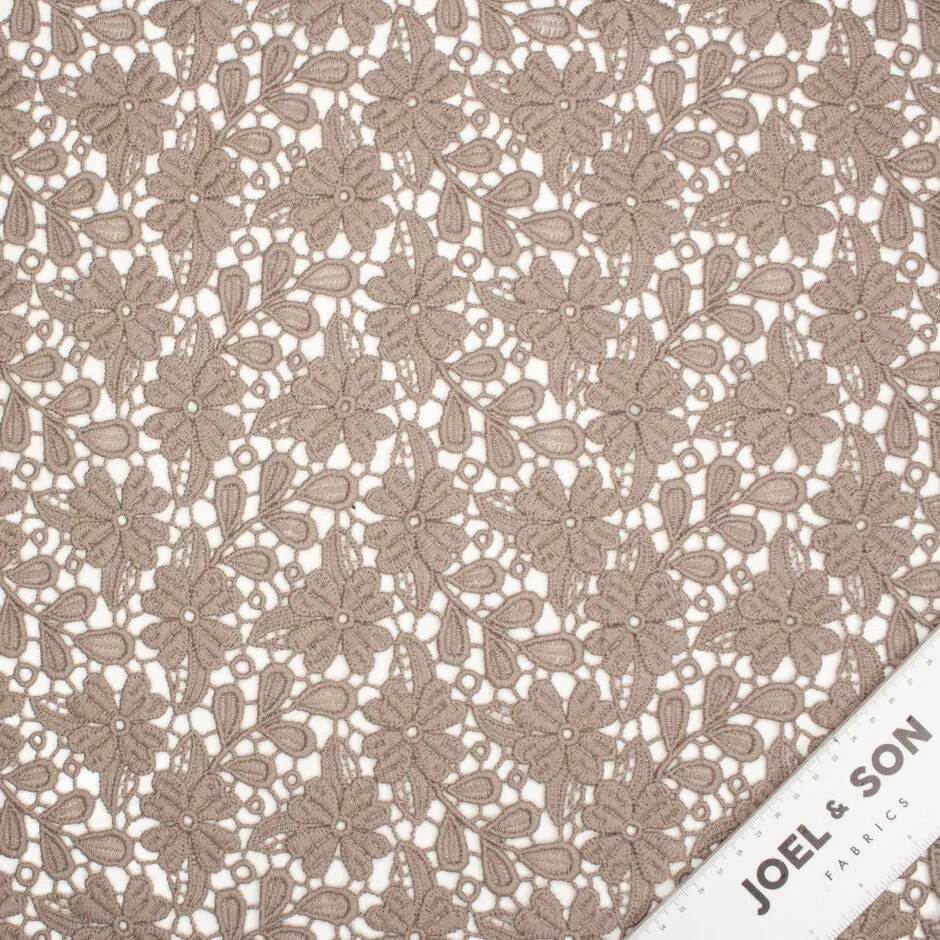 Deep Taupe Wool Guipure Lace