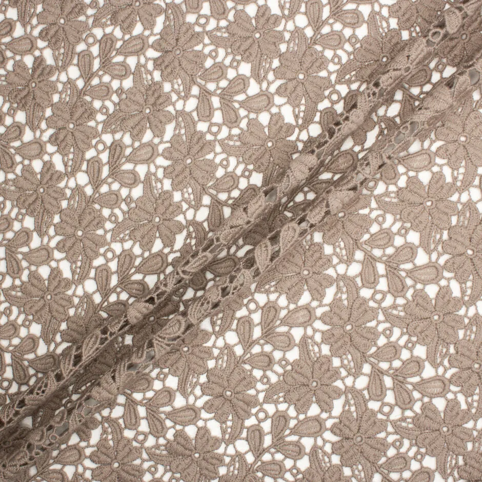 Deep Taupe Wool Guipure Lace