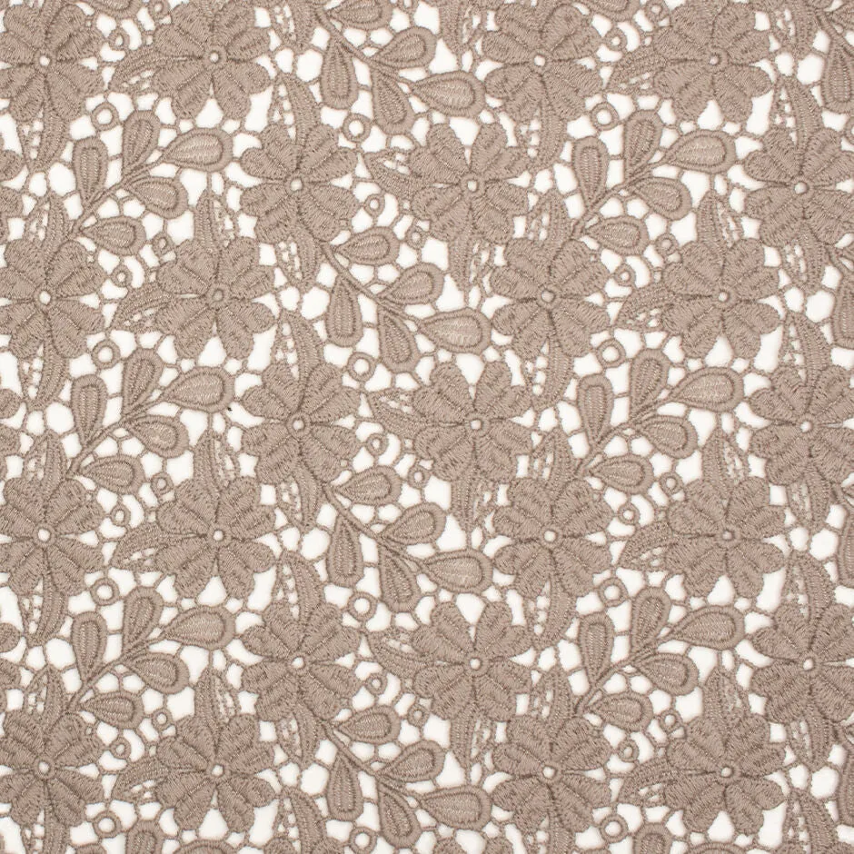 Deep Taupe Wool Guipure Lace