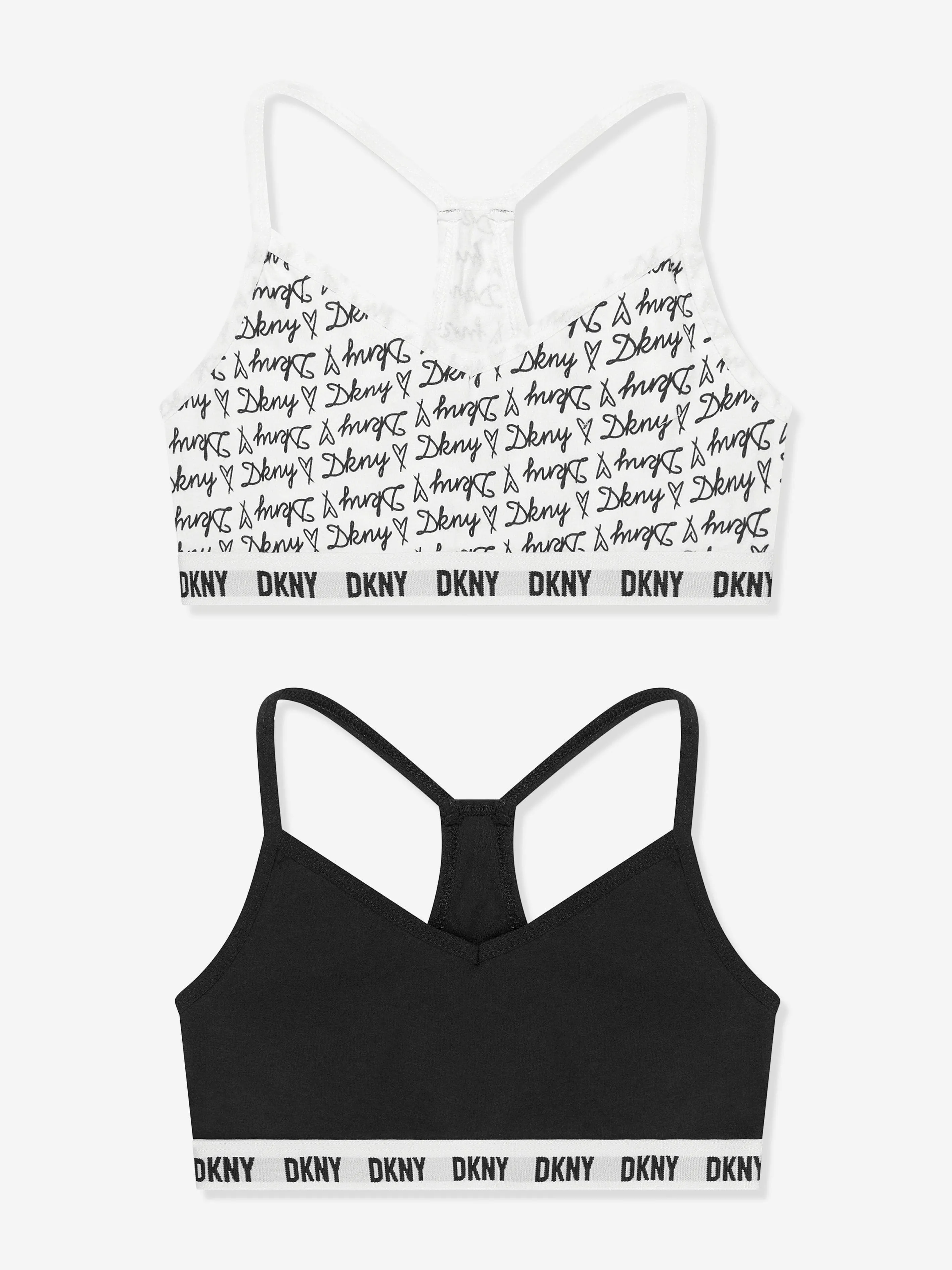 DKNY Girls 2 Pack Racer Bra in Black