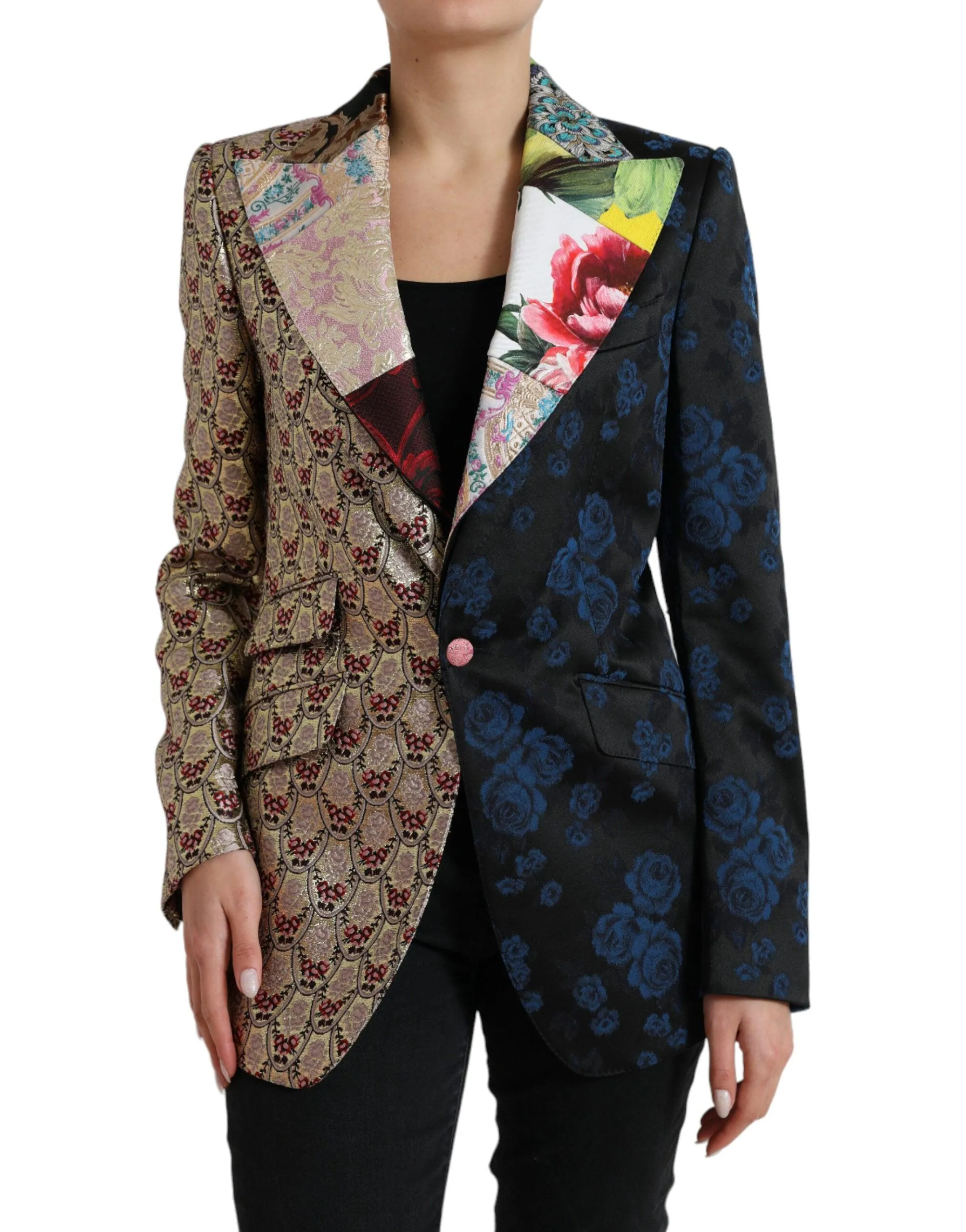 Dolce & Gabbana Multicolor Floral Patchwork Jacquard Jacket