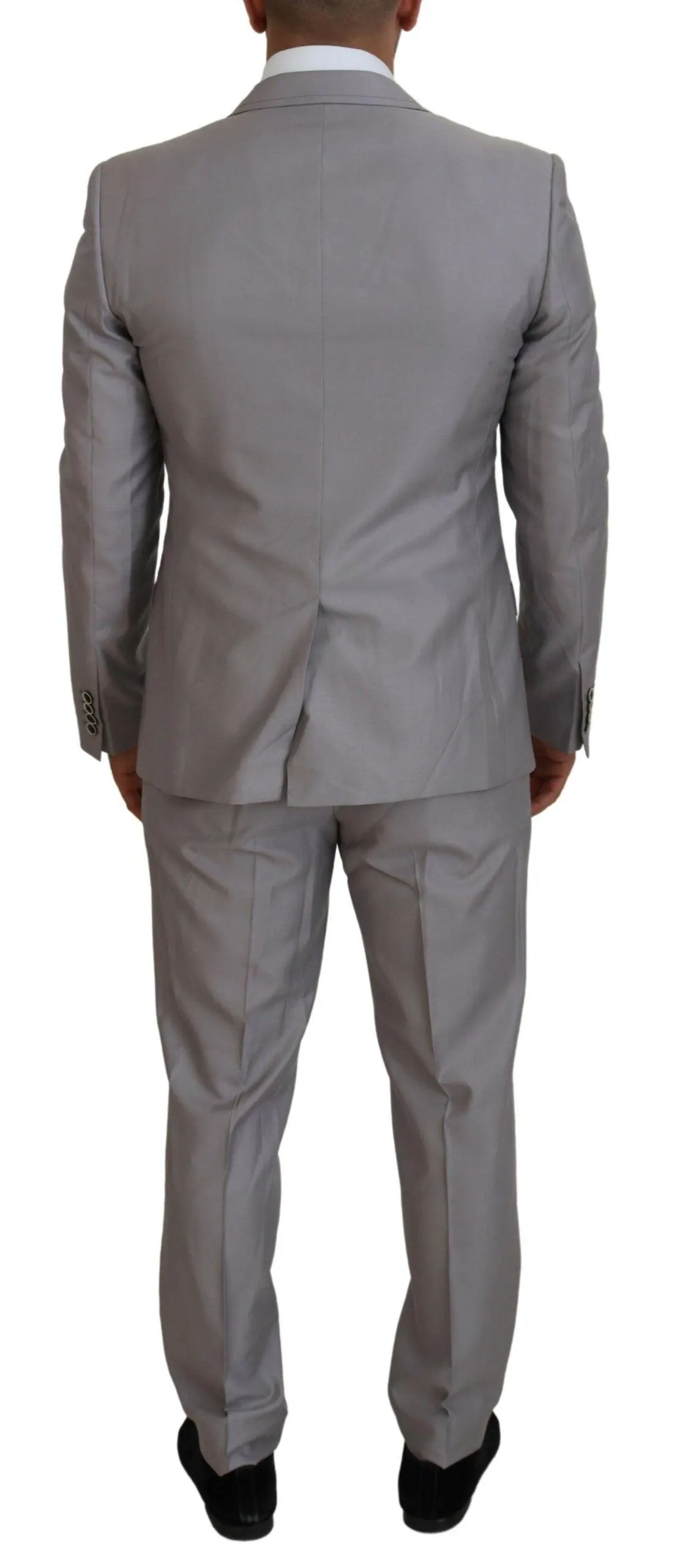 Dolce & Gabbana Silver Wool Silk 3 Piece Slim Fit Suit