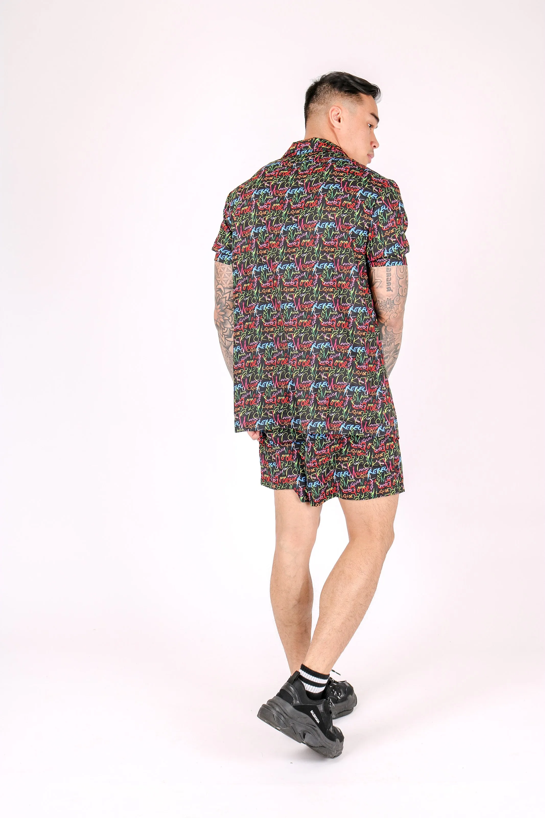 Downtown Graffiti Printed Revere Collar Shirt