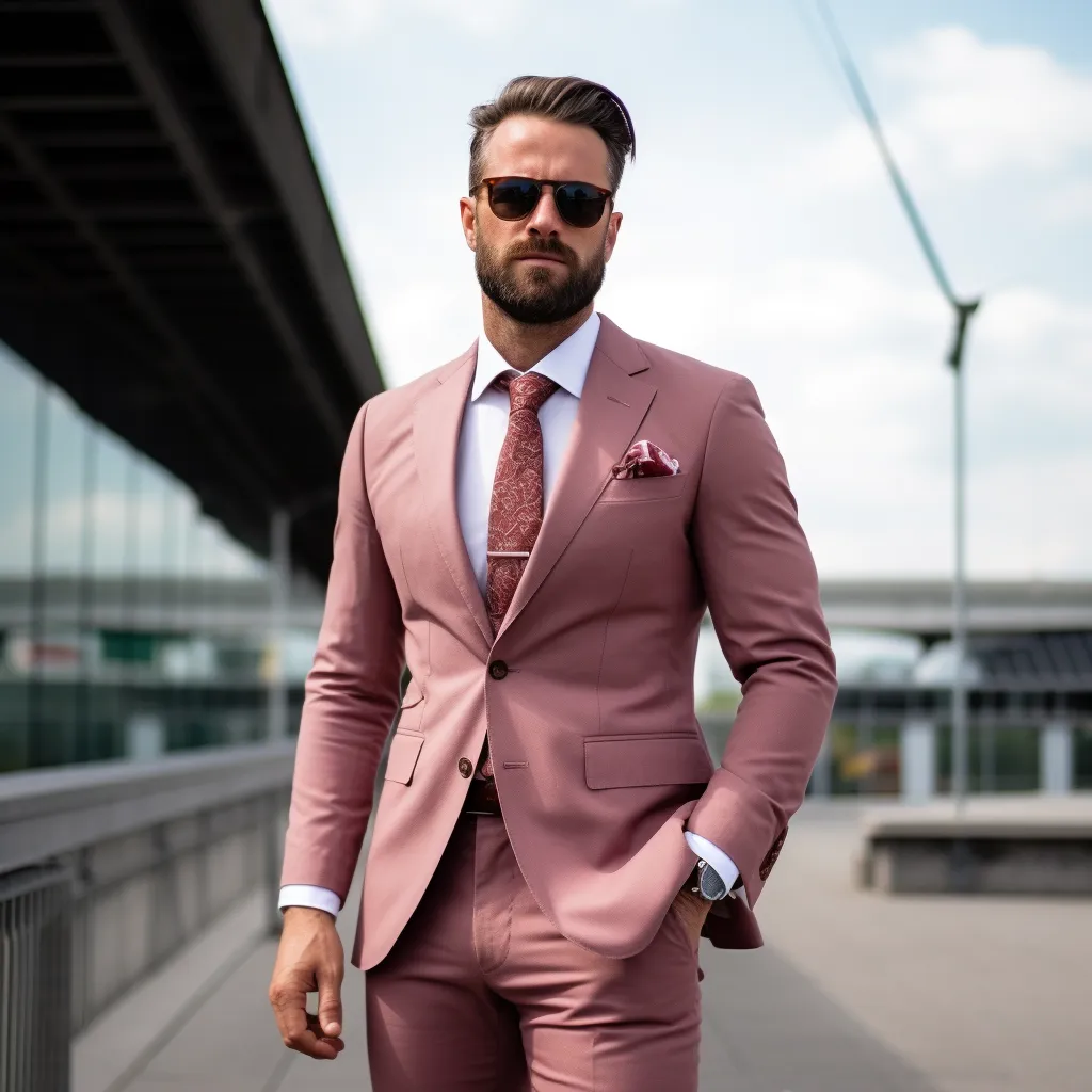 Dusty Rose Two Piece Wedding and Business Suit for Men - Elegance Meets Modern Style