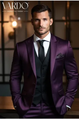 Elegant Men's Purple Tuxedo Suit - Stylish Wedding & Formal Attire - Tailored Suit-The Rising Sun store, Vardo