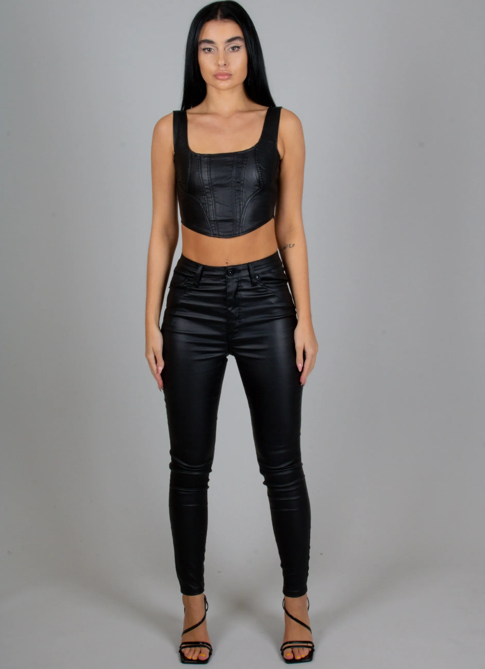 Faux Black Leather Skinny Trouser