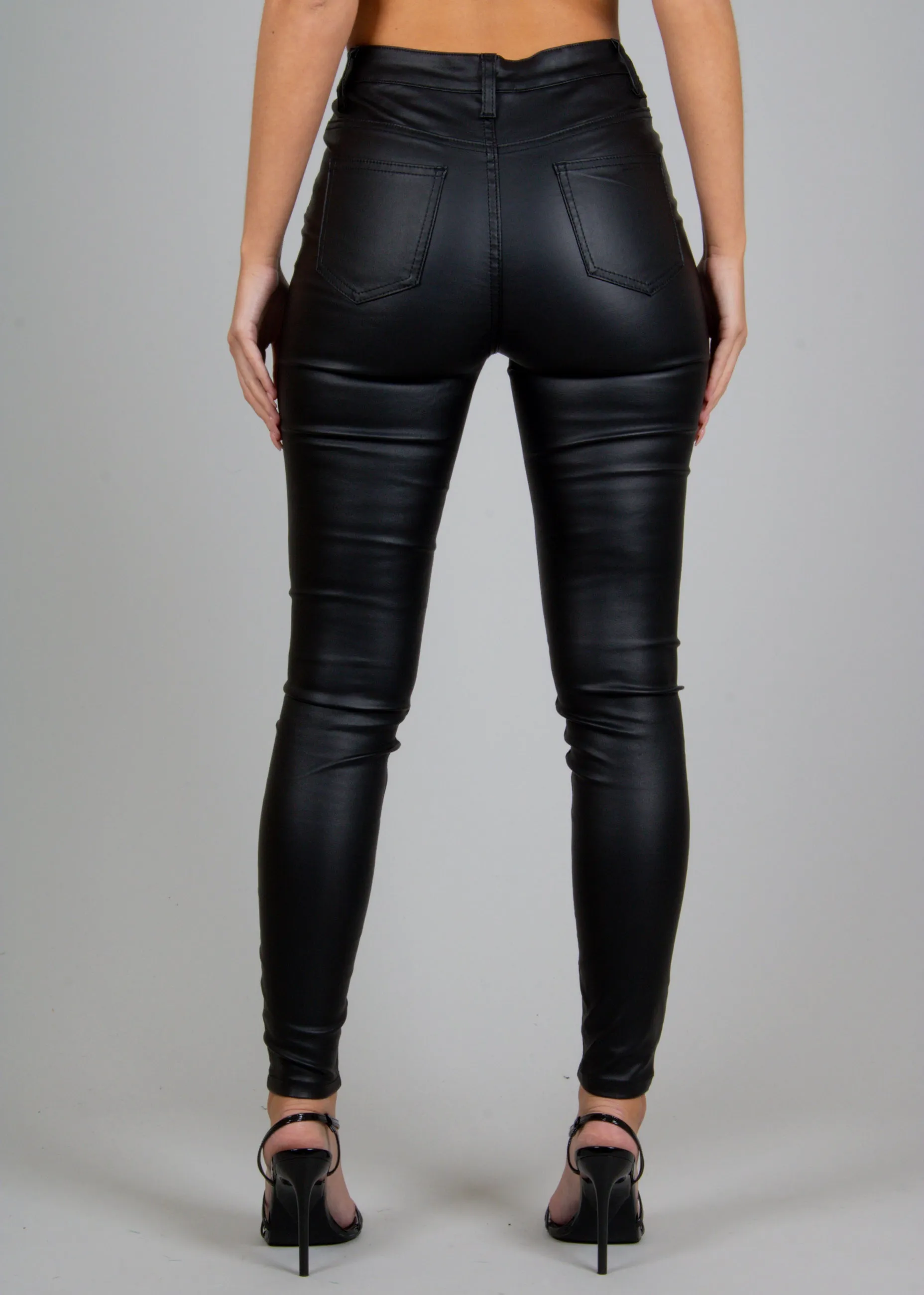 Faux Black Leather Skinny Trouser