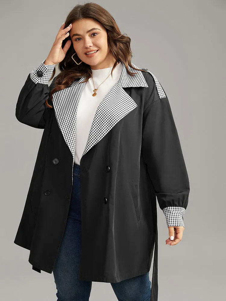 Gingham Patchwork Belted Pocket Coat