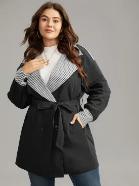 Gingham Patchwork Belted Pocket Coat