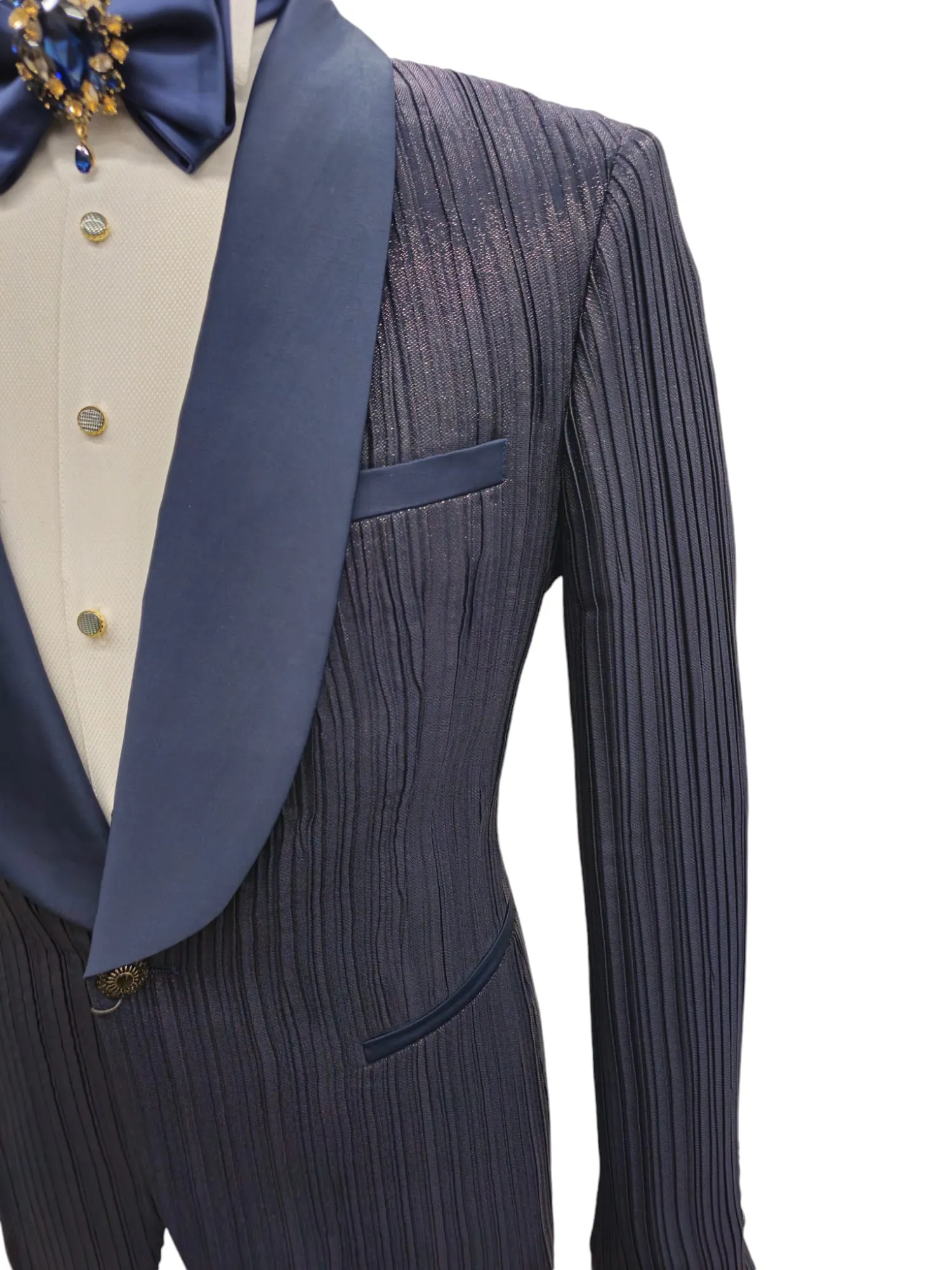 Giovanni Testi 1 Button Shawl Lapel Slim Fit Tuxedo EF1SX-8796 NAVY