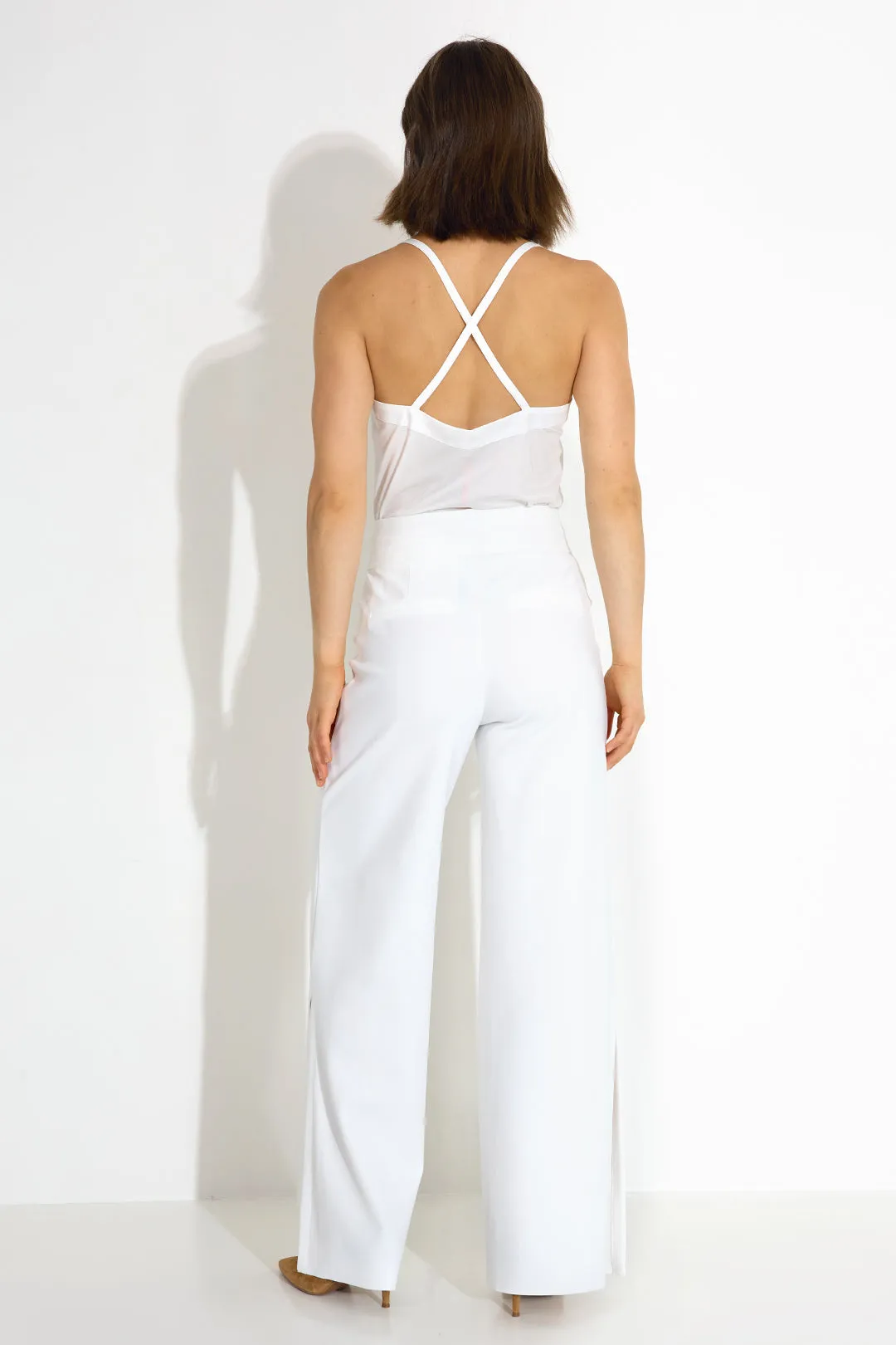 High-Waisted White Harmony Trousers - Chic & Stylish Womens Pants