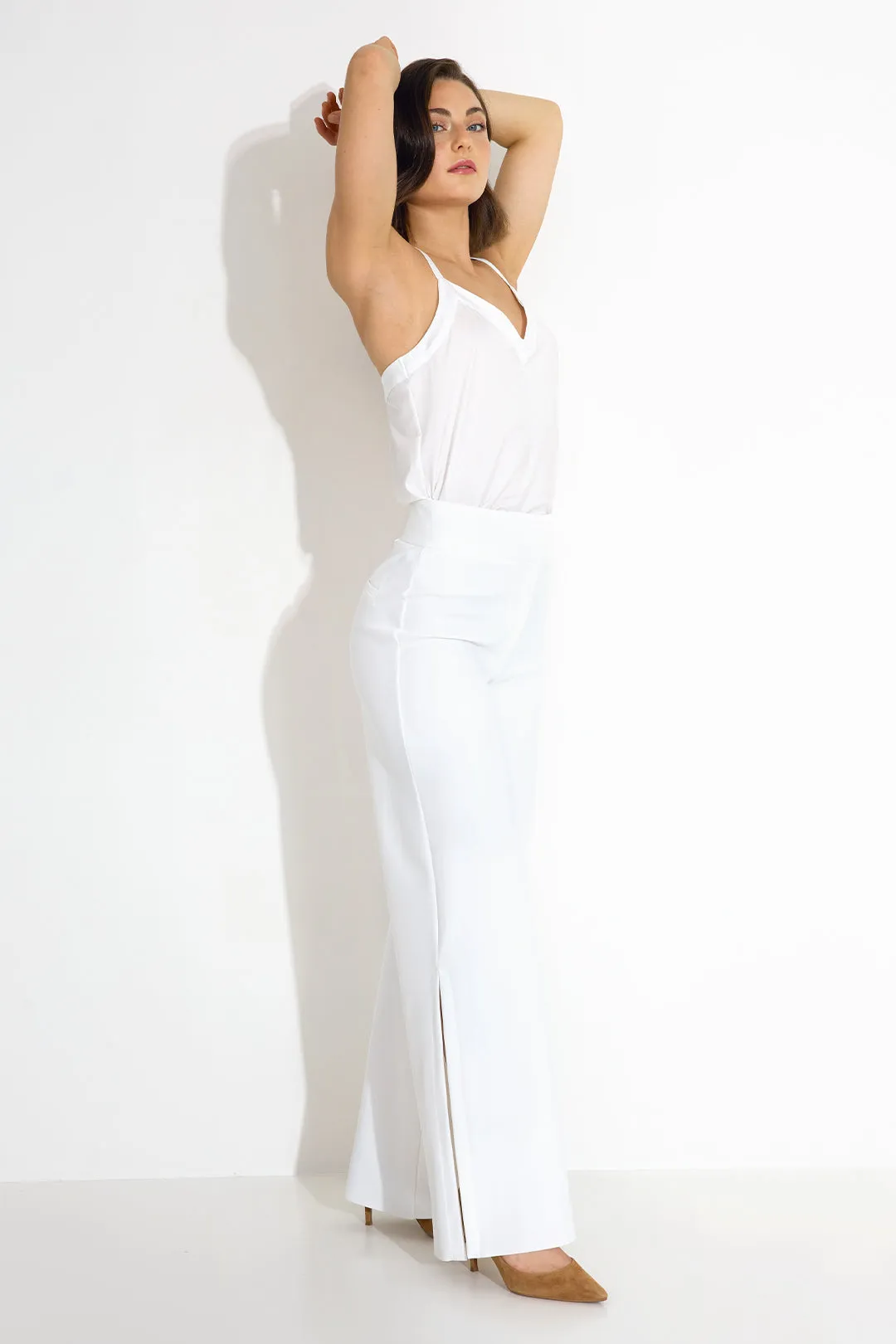 High-Waisted White Harmony Trousers - Chic & Stylish Womens Pants