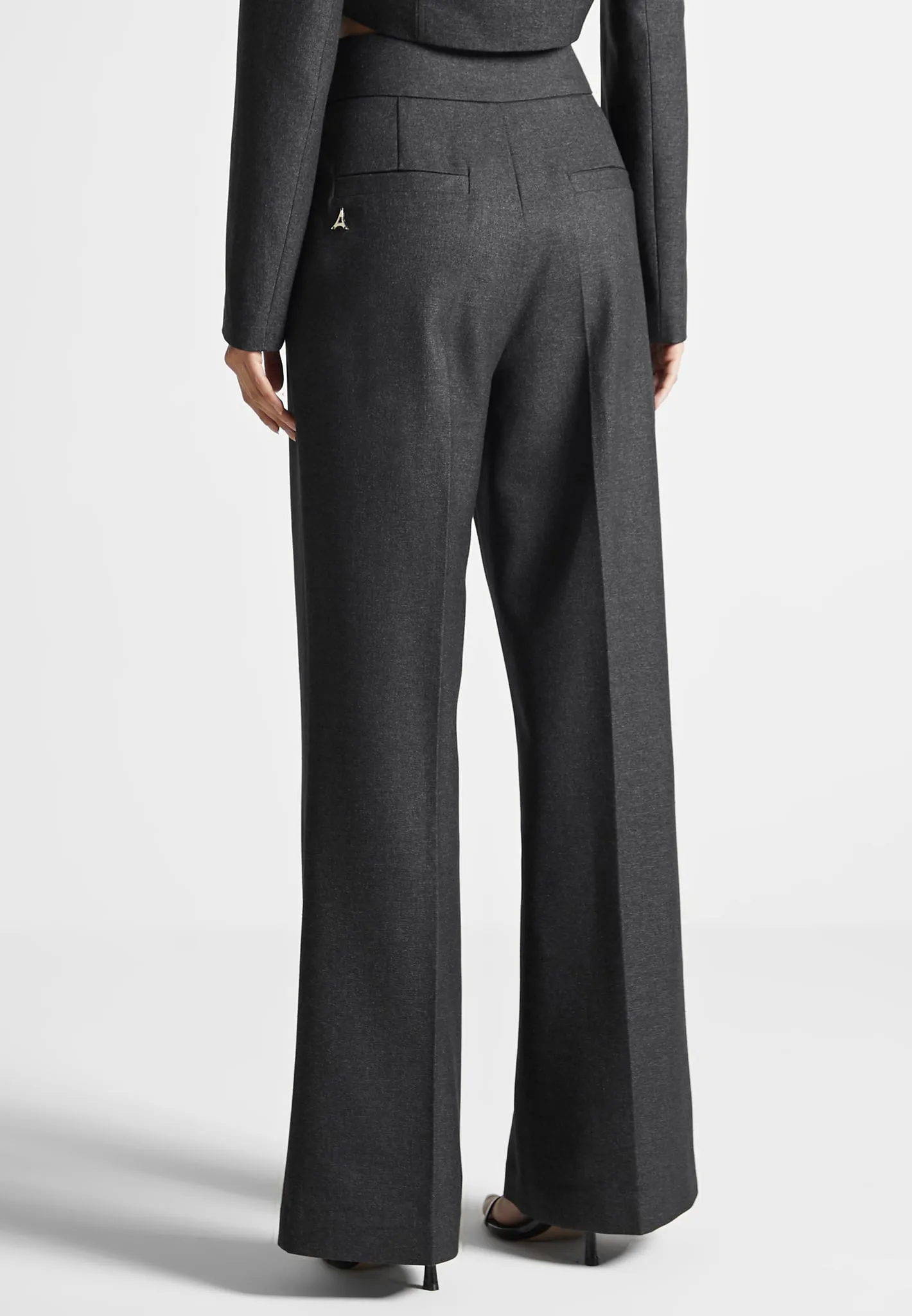 High Waisted Tailored Trousers - Dark Grey