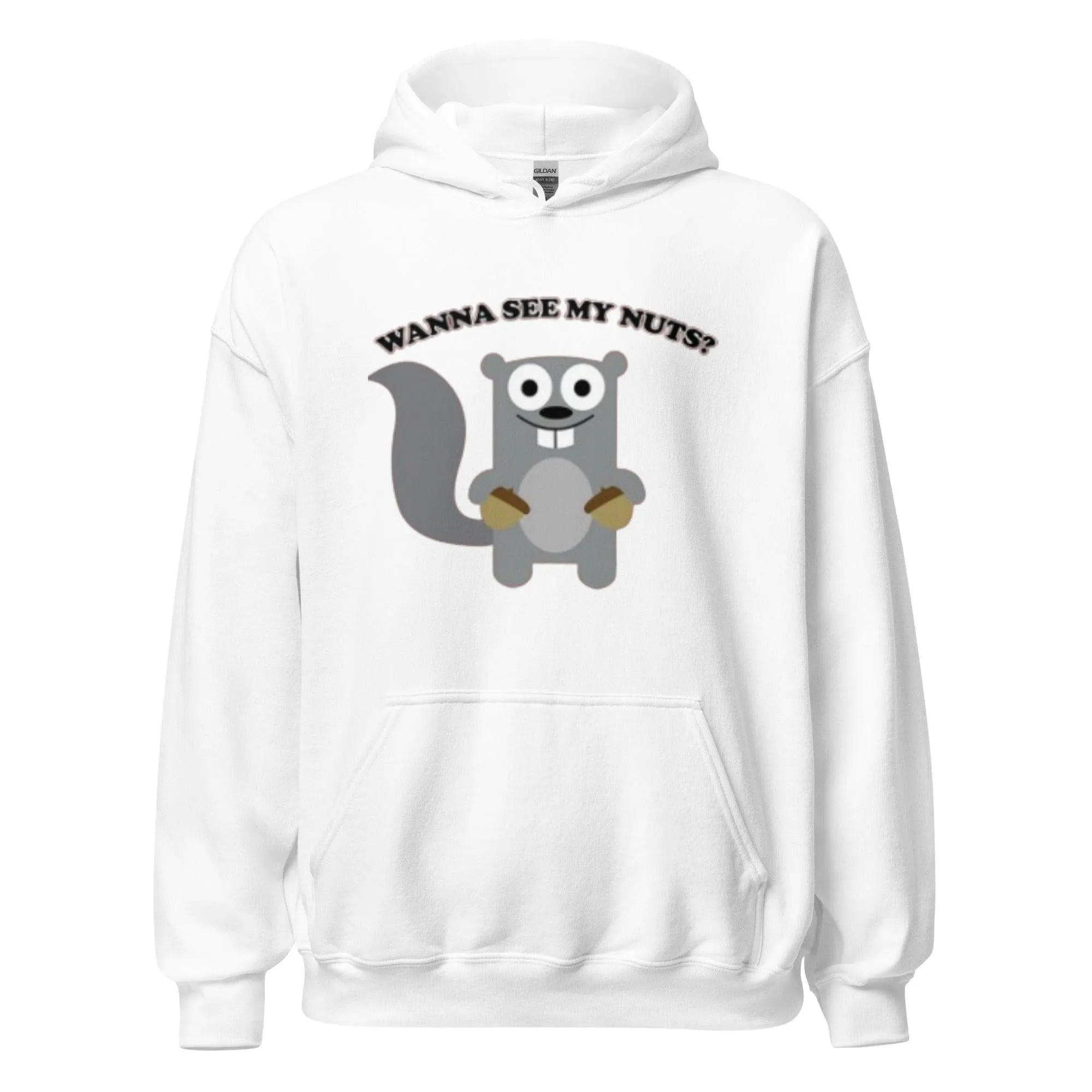 Humor Hoodie Wanna See My Nuts Squirrel Ultra Soft Midweight Blended Cotton Pullover