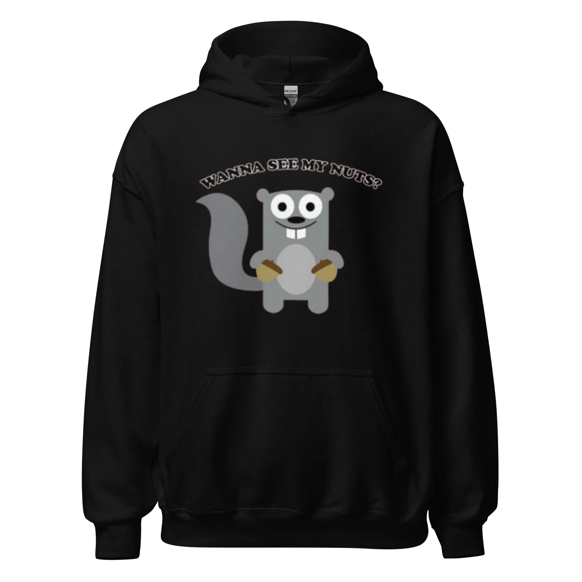 Humor Hoodie Wanna See My Nuts Squirrel Ultra Soft Midweight Blended Cotton Pullover