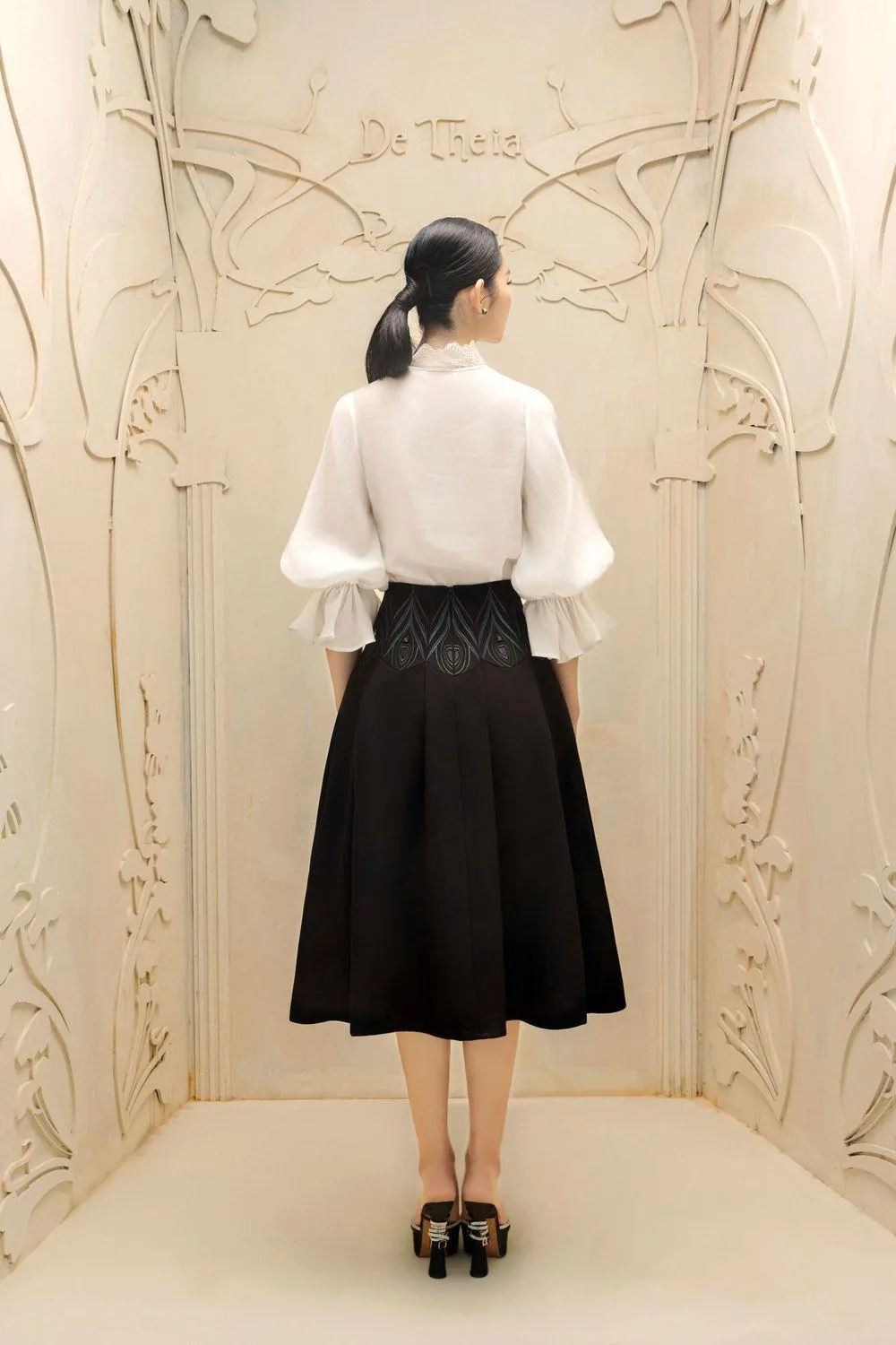 Juliette A-line Back Zipper Polycotton Midi Skirt