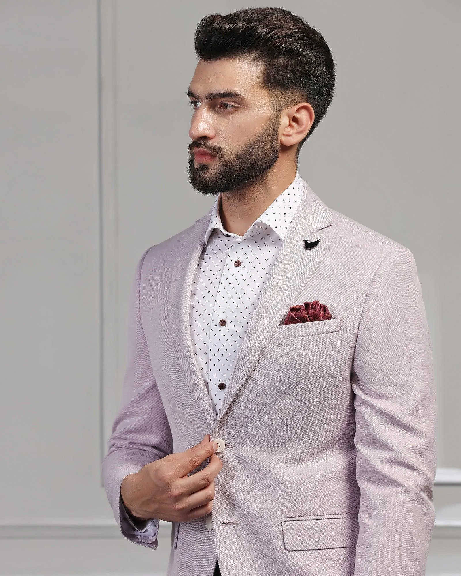 Linen Two Piece Lavender Textured Formal Suit - Mineral