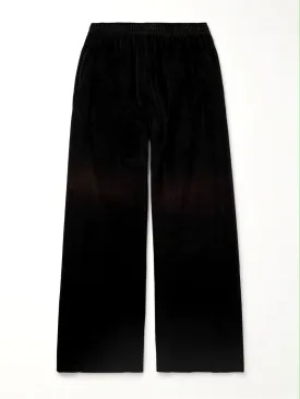 LOGO-EMBOSSED HIGH-WAISTED VELVET TROUSERS