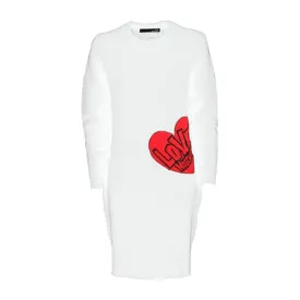 Love Moschino Chic Heart Pattern Knit Dress in White