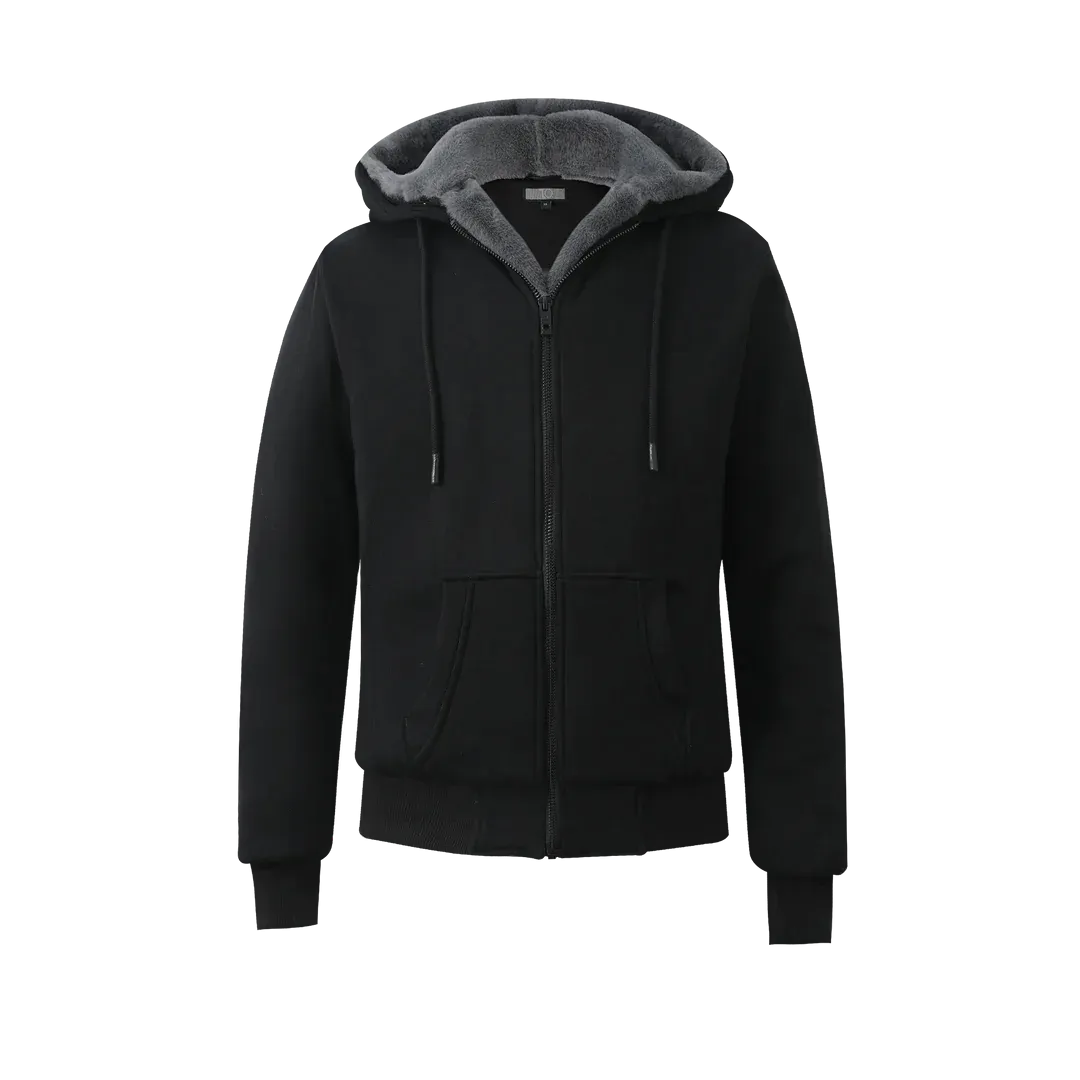 Men's Black Hoodie with Charcoal Removable Fur