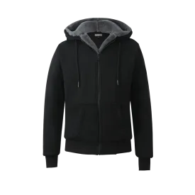 Men's Black Hoodie with Charcoal Removable Fur