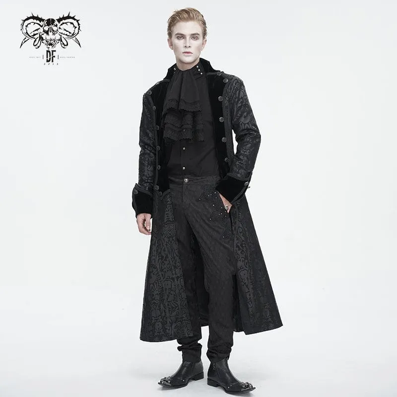 Men's Gothic Stand Collar Totem Printed Coat