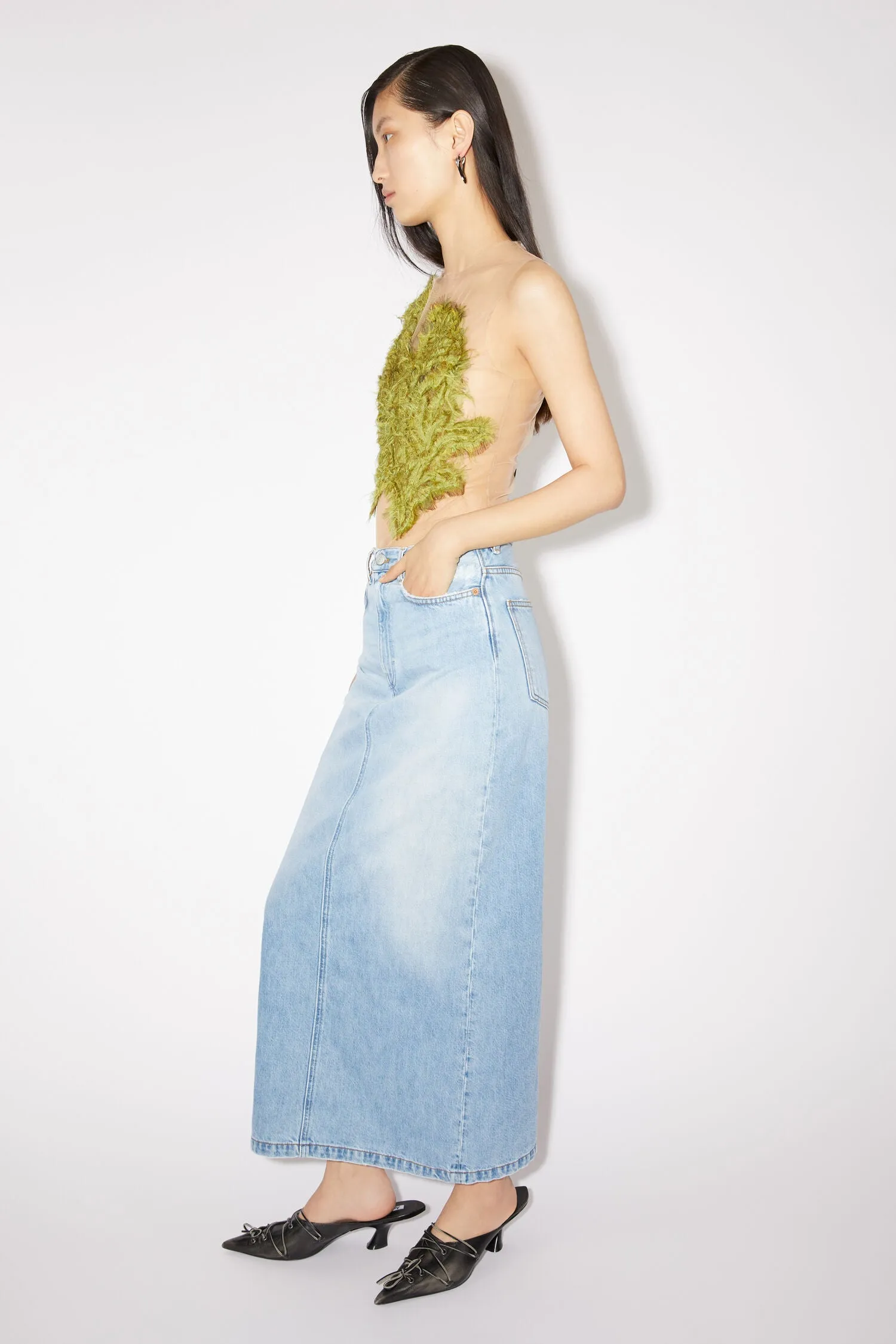 Mid-Length Denim Skirt