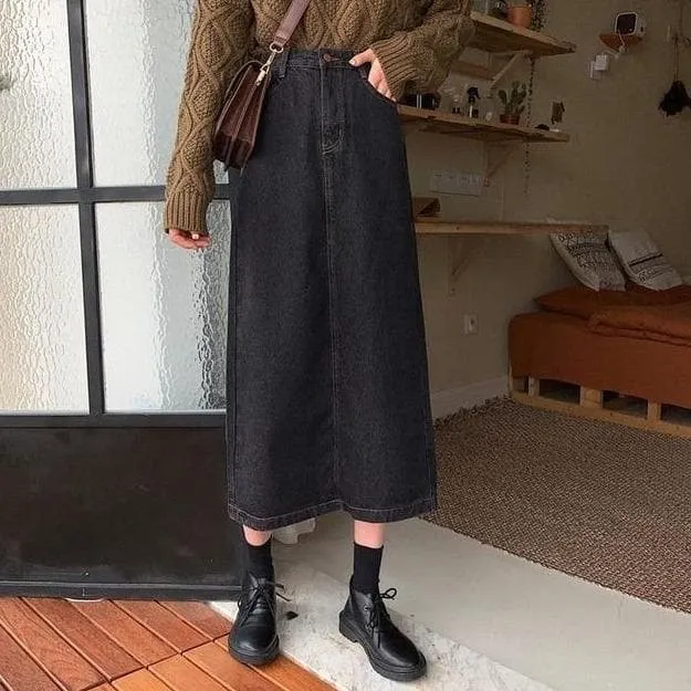 Midi Denim Skirt